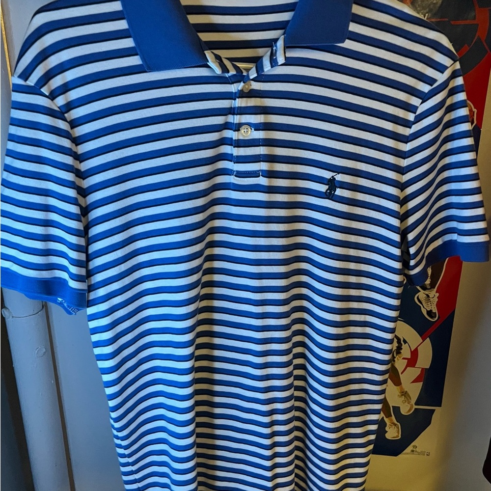 Polo Ralph Lauren blue and white striped polo - like new condition